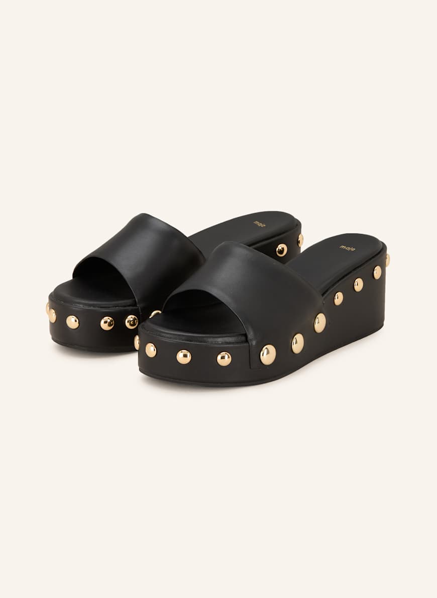 maje Plateau-Wedges mit Nieten: SCHWARZ