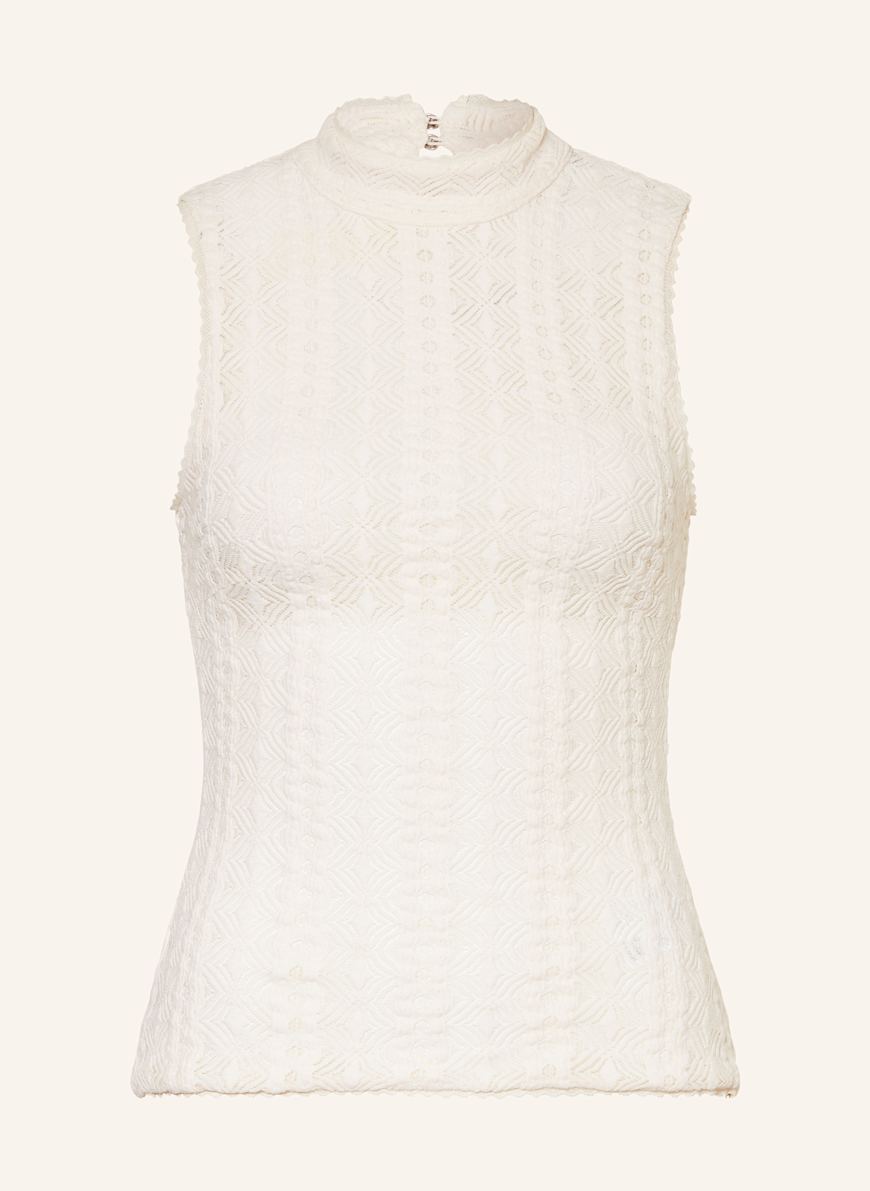 BOSS Blusentop IVEYLOR mit Spitze: WEISS