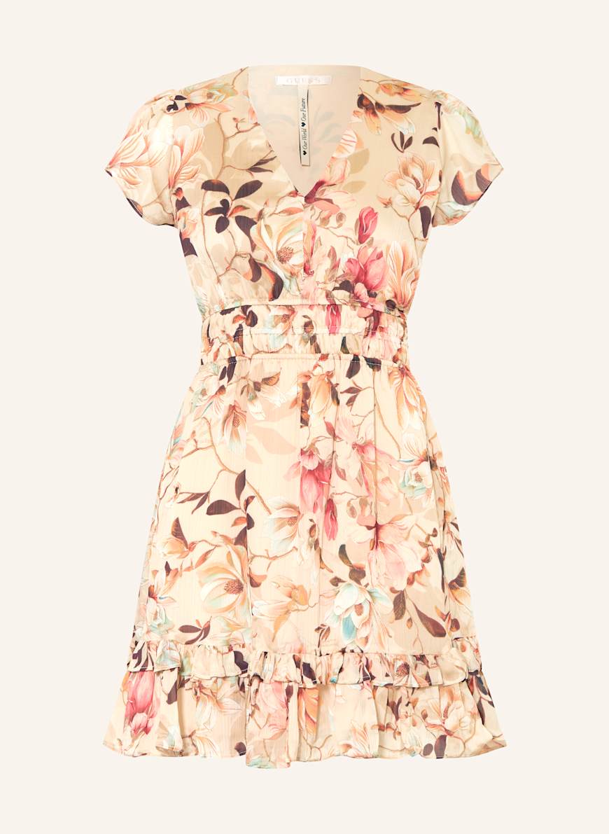 GUESS Kleid BRIGIDA mit Rüschen: HELLGELB/ ROT/ BRAUN