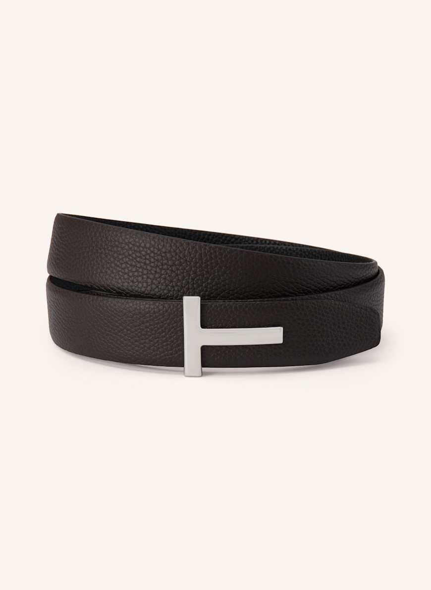 TOM FORD Ledergürtel zum Wenden: DUNKELBRAUN/ SCHWARZ