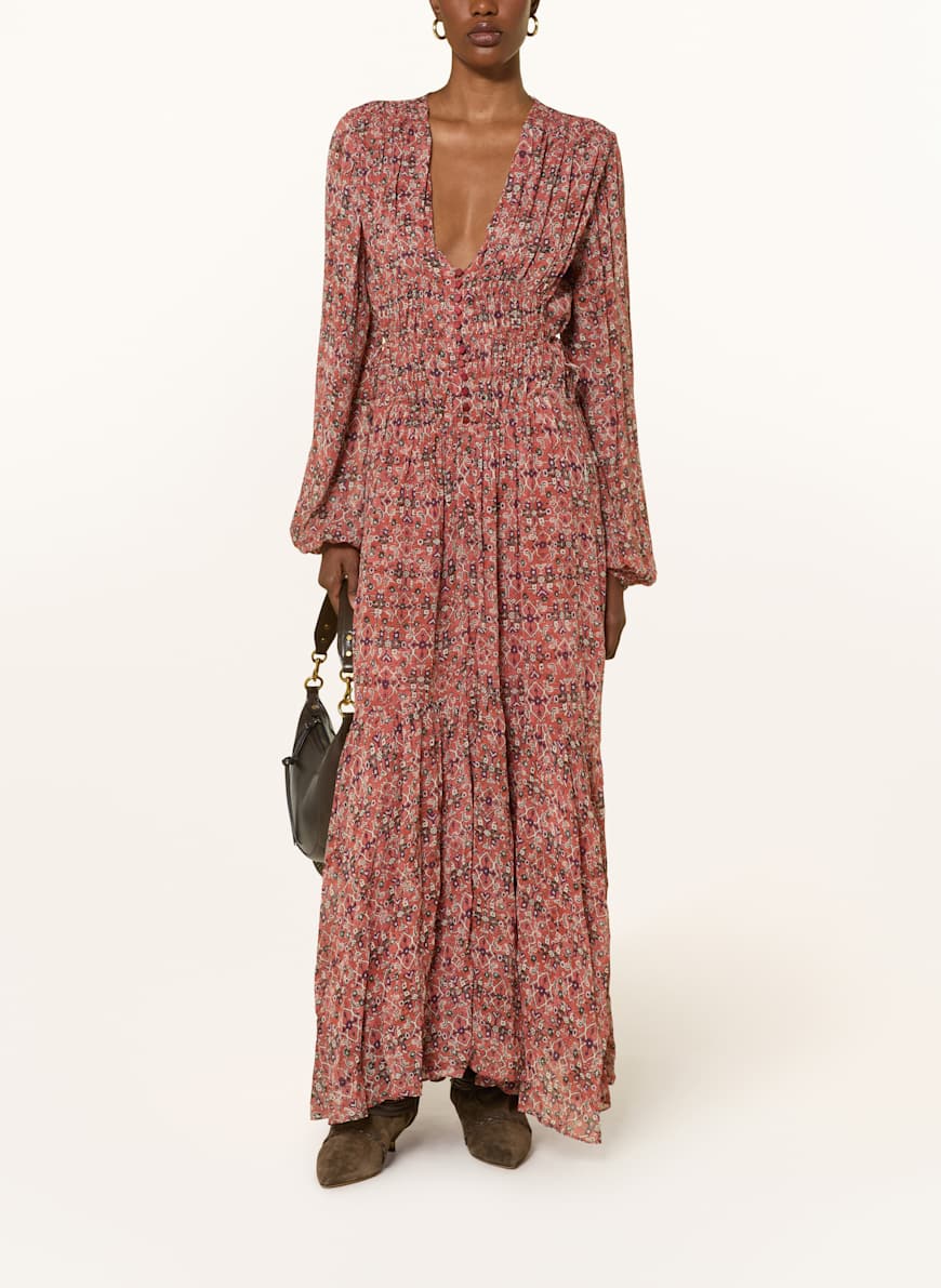 MARANT ÉTOILE BRIANE dress in salmon/ black/ purple