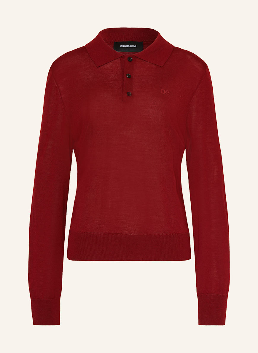 DSQUARED2 Strick-Poloshirt: DUNKELROT