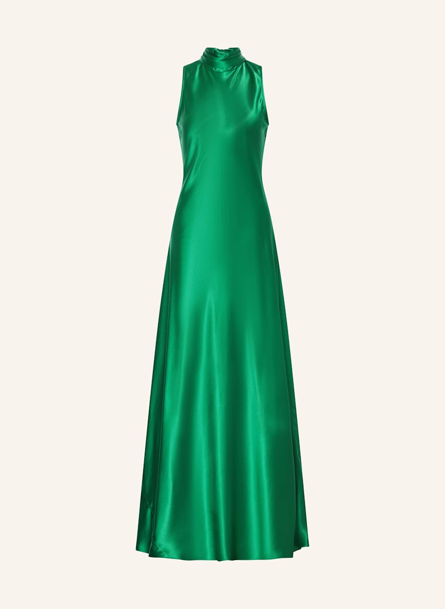 REISS FAE satin slip dress in dark green