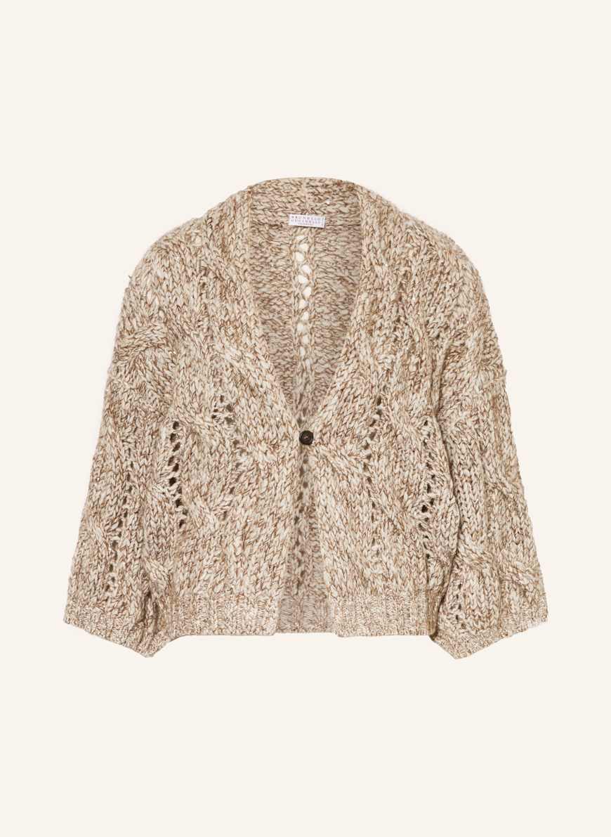BRUNELLO CUCINELLI Cardigan with cashmere and sequins in brown / beige