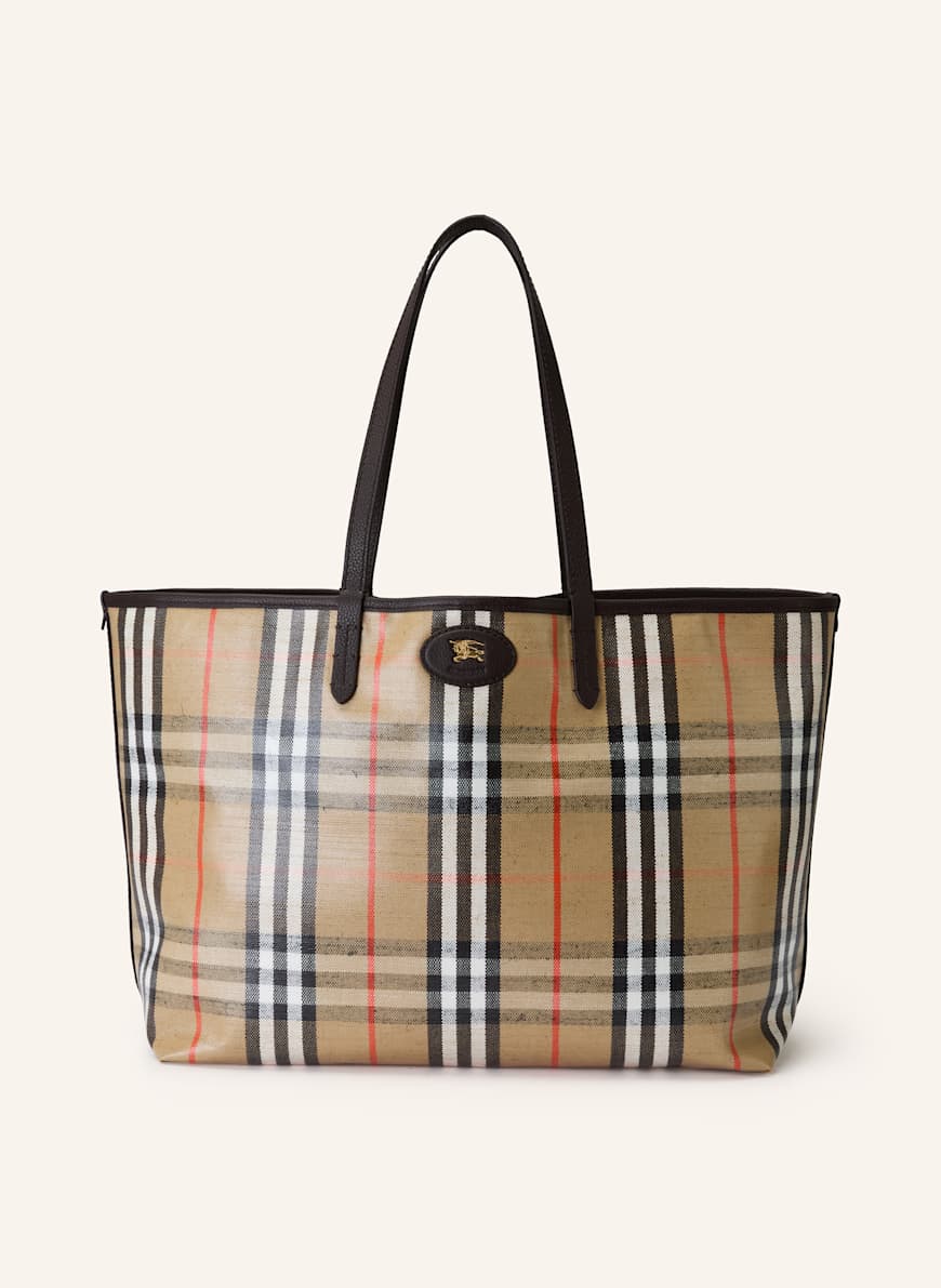BURBERRY Shopper HIGHLANDS MEDIUM in beige/ black/ white