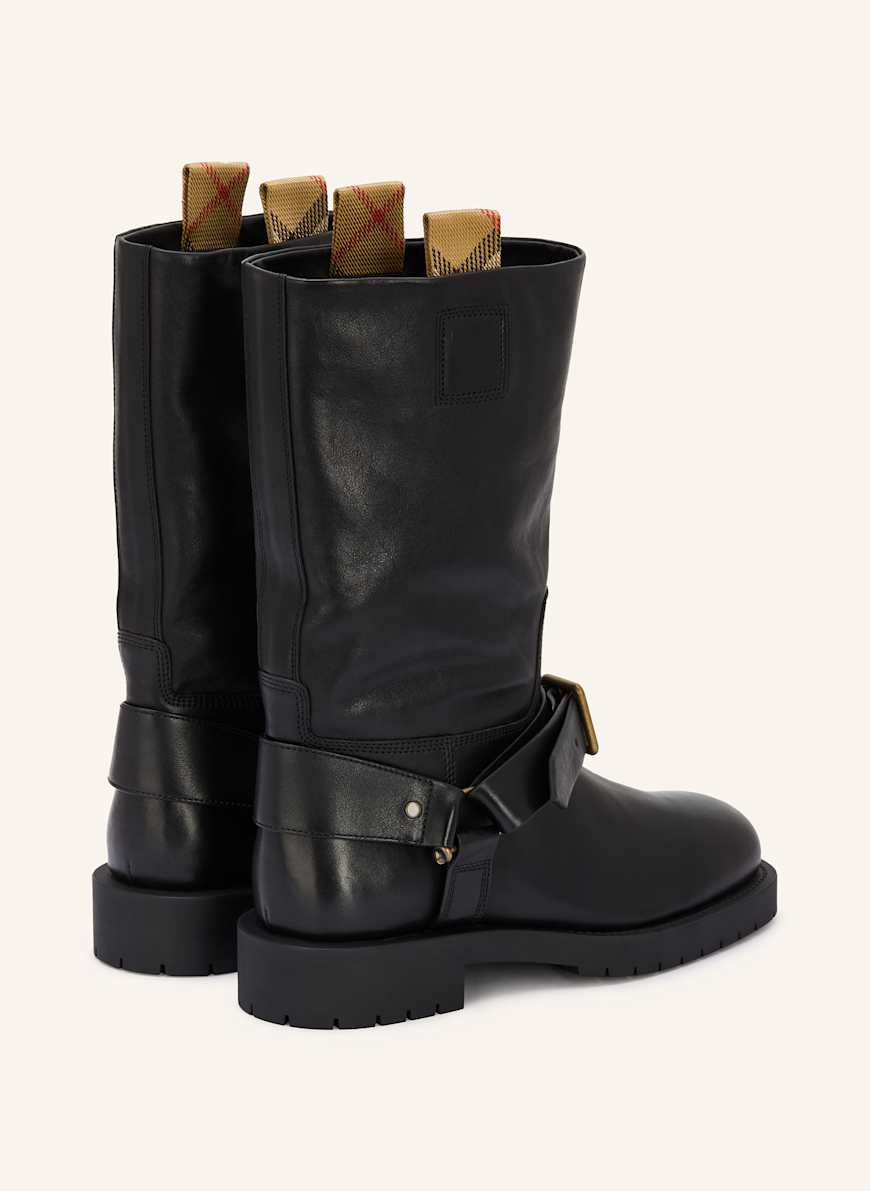 美品 BURBERRY biker BOOTS 42 27cm BURBERRY Biker Boots in black/ gold