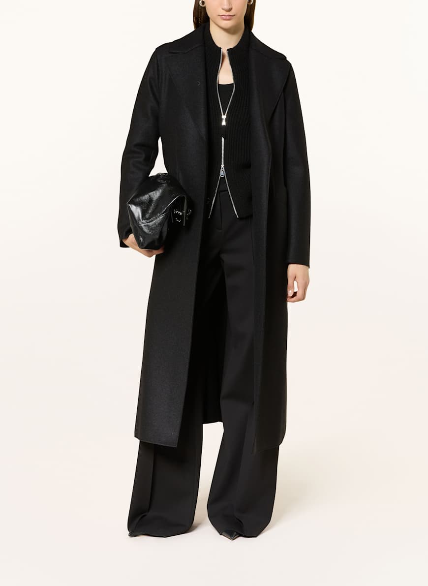 コート Harris Wharf London FW25 BELTED LONG COAT (AA1192 MLK199) Harris Wharf London Belted open-front Trench Coat | Black