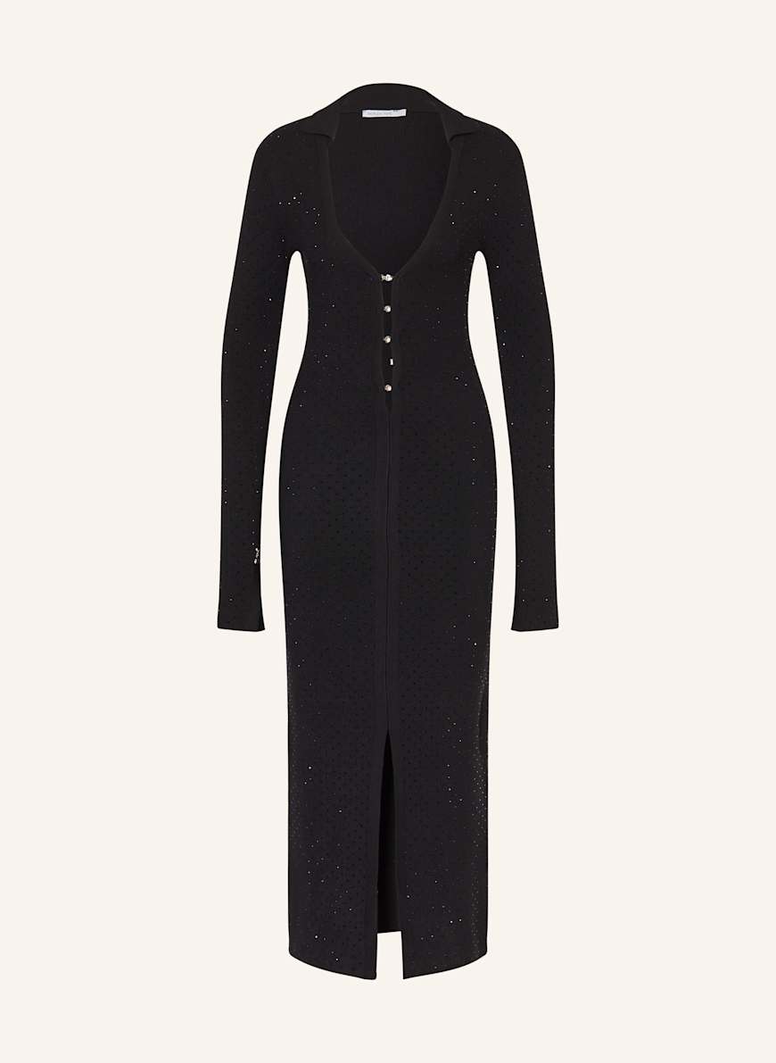 PATRIZIA PEPE Robe en maille avec pierres décoratives en noir