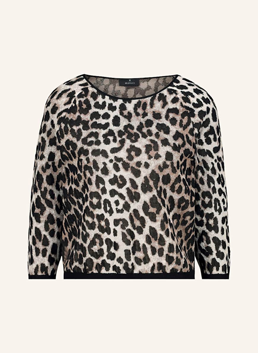 monari Pullover mit 3/4-Arm in schwarz/ beige/ creme