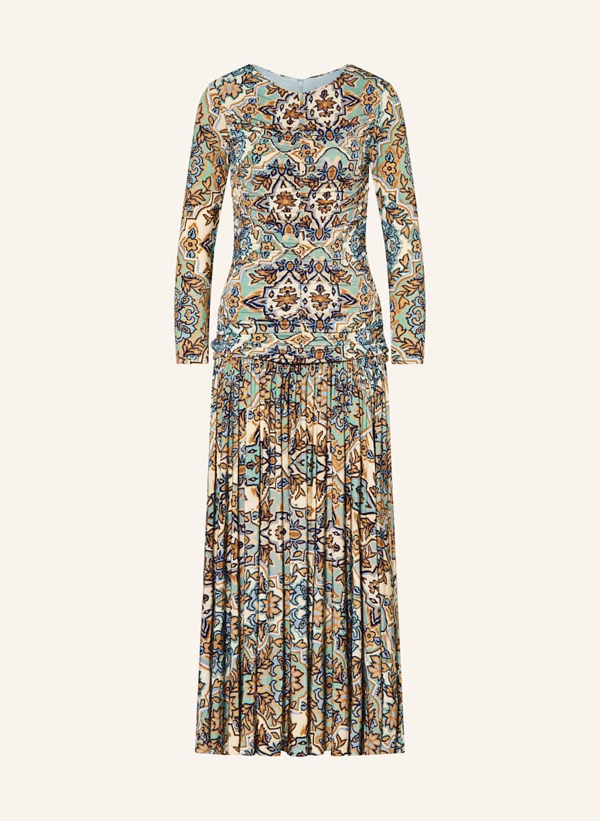 FARM RIO WINTER TAPESTRY jersey dress with 3/4 sleeves in beige / blue gray  / ecru