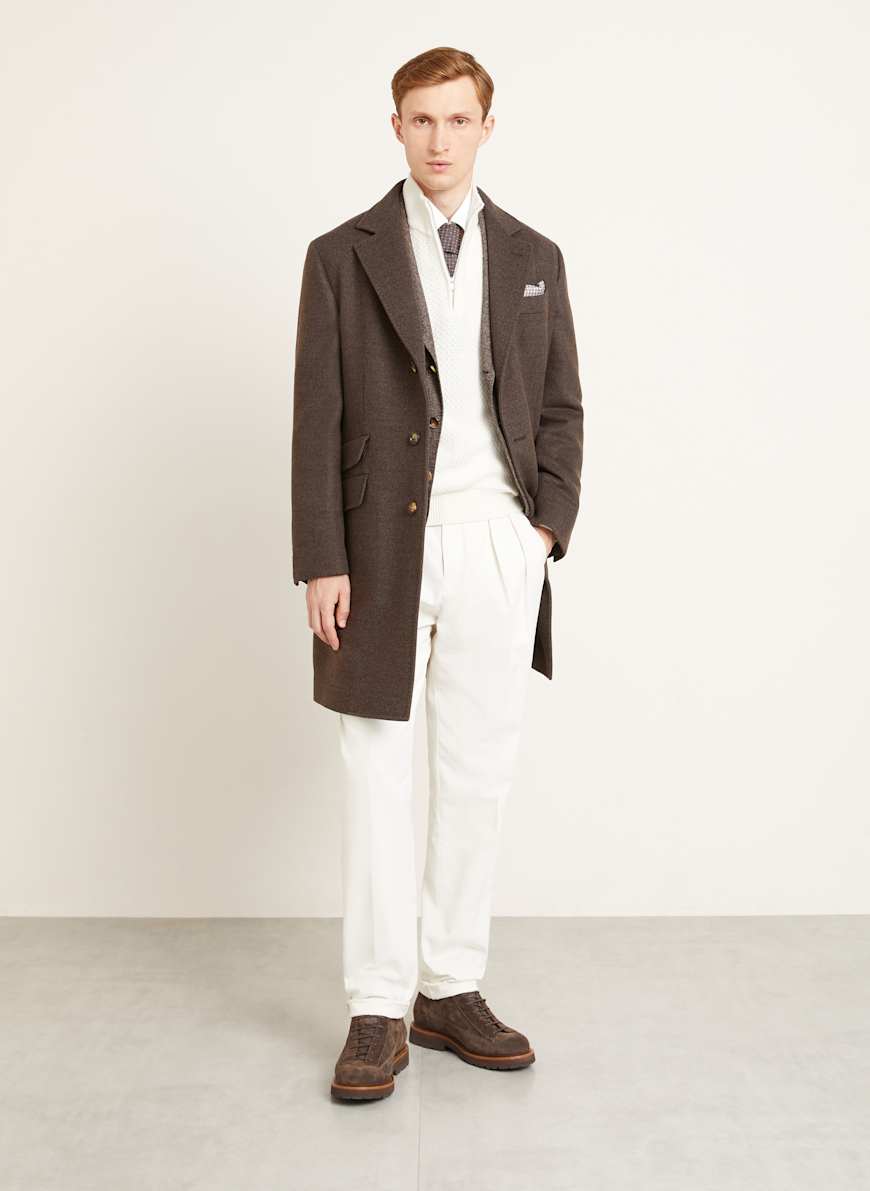 BRUNELLO CUCINELLI Wollmantel in dunkelbraun