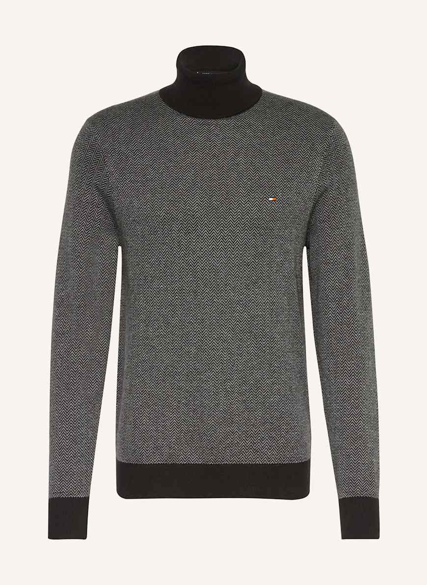 TOMMY HILFIGER Rollkragenpullover in grau/ schwarz