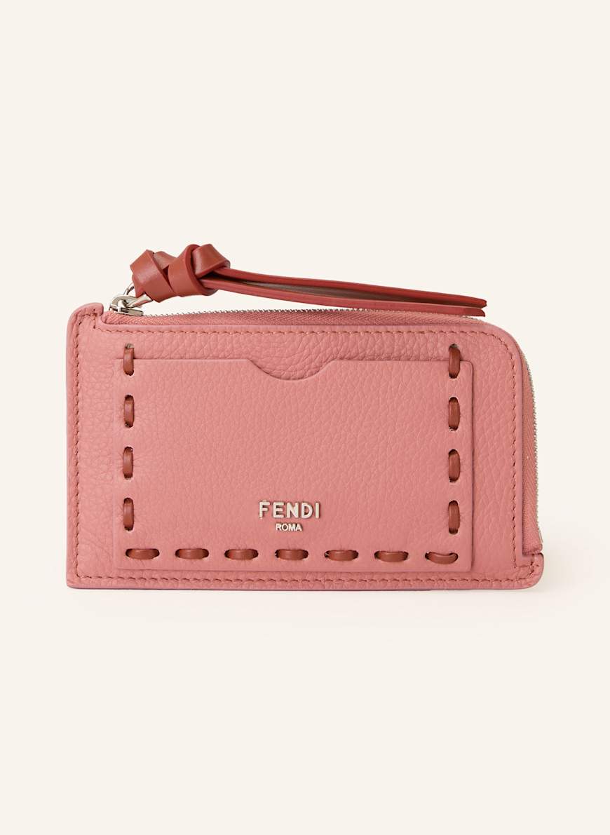 FENDI Card case SELLERIA MICRO with coin compartment in rose/ dark red