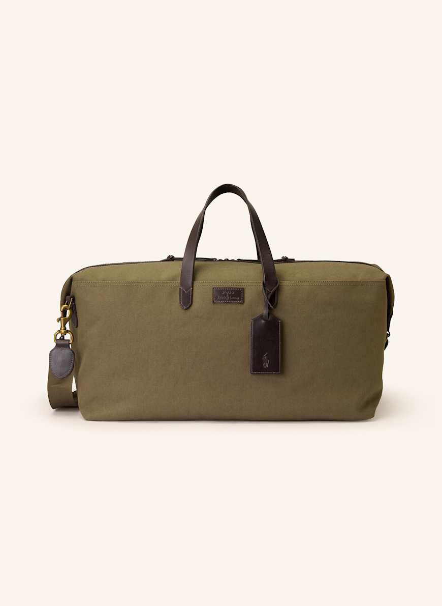 POLO RALPH LAUREN Travel bag in olive / dark brown