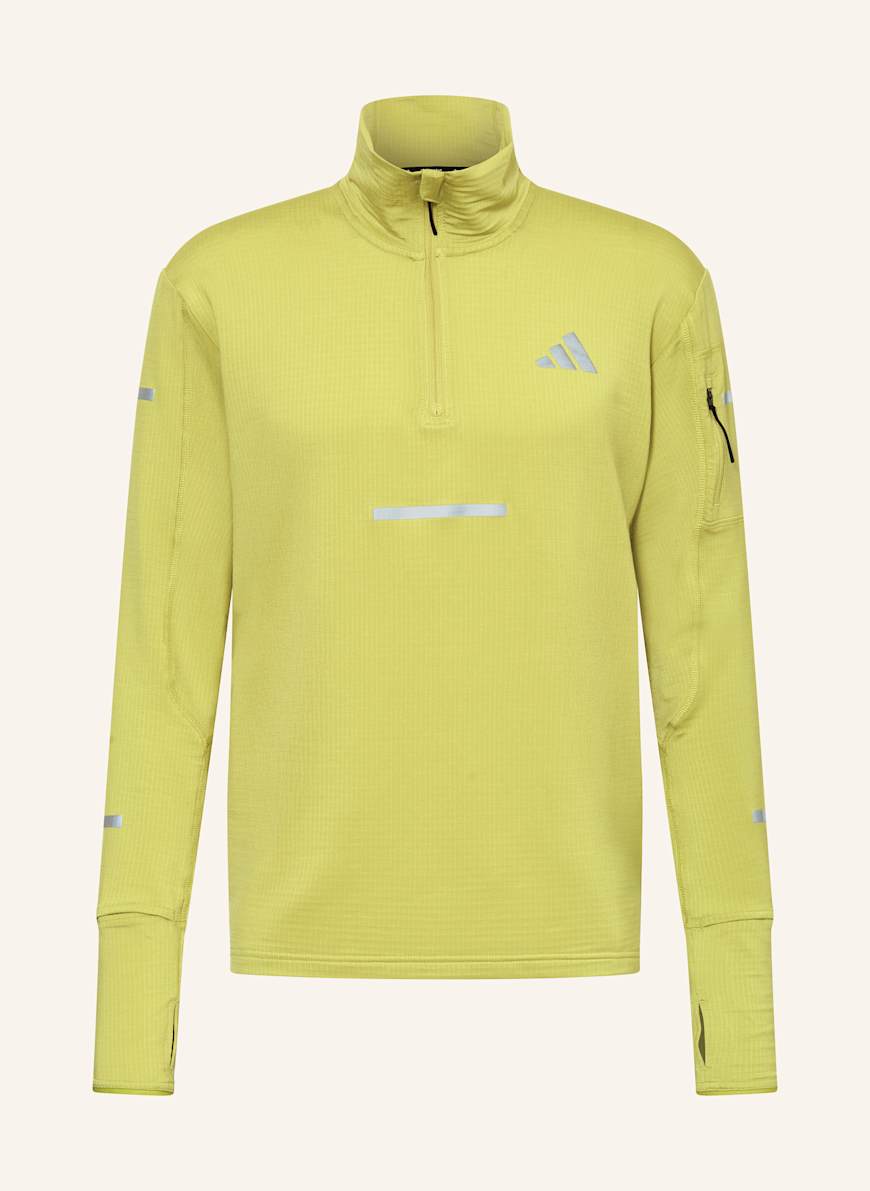 adidas T-shirt de course ADI365 CLIMAWARM+ HALF ZIP en vert fluo