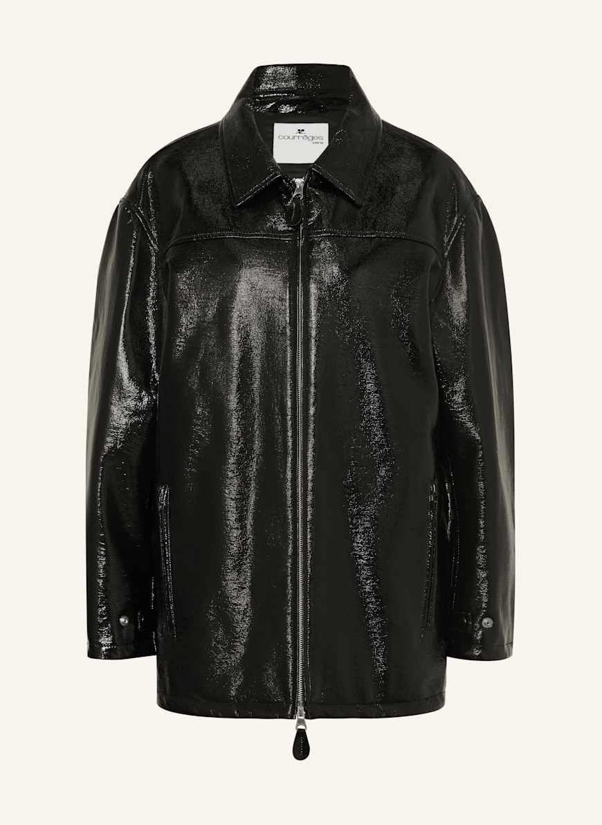 Courrèges Jacket in leather look in black