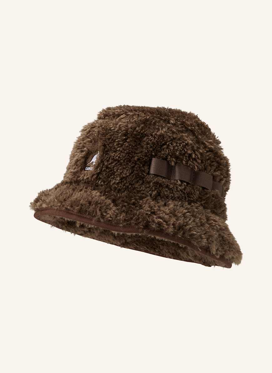 KANGOL Faux fur bucket hat in brown