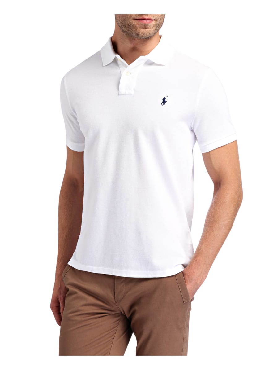 POLO RALPH LAUREN Piqué polo shirt custom slim fit in white | Breuninger