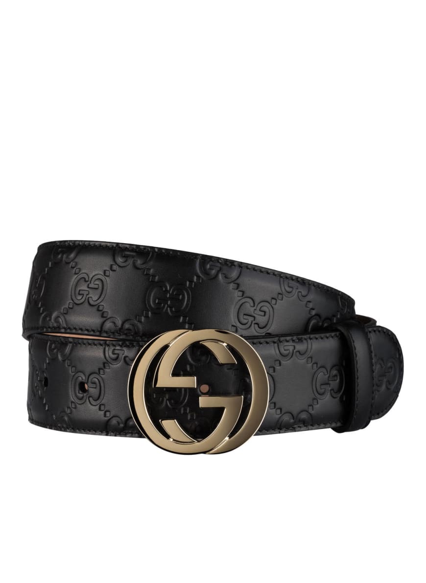 GUCCI Leather belt SIGNATURE, Color: BLACK (Image 1)