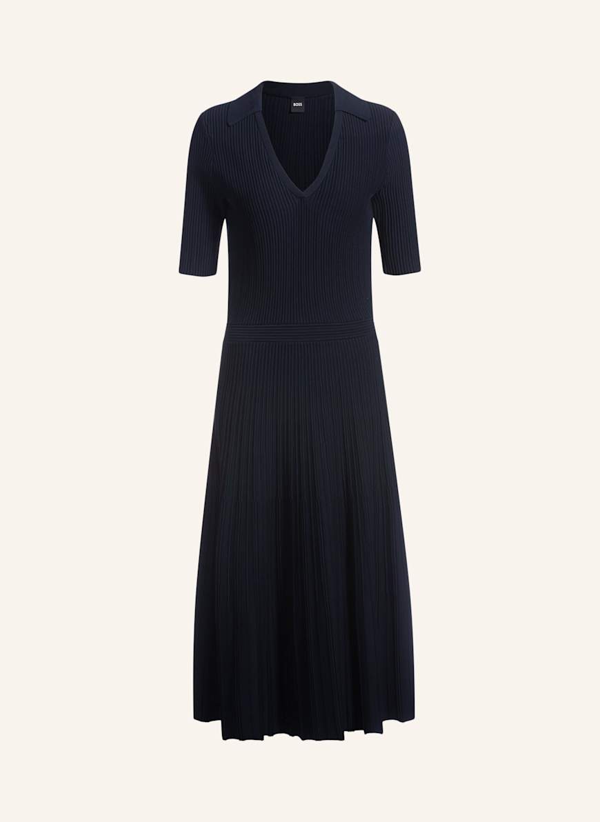 BOSS Gestricktes Kleid FRACIE Regular Fit: DUNKELBLAU