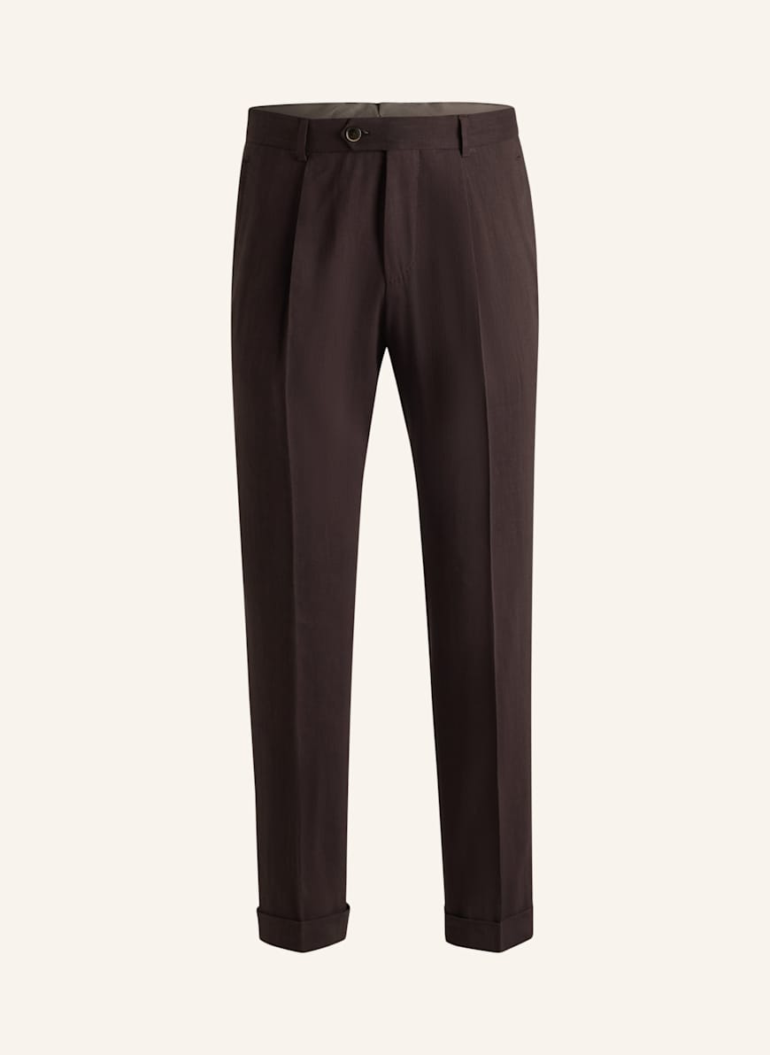 BOSS Business Hose L-PEET-PLEAT-252 Regular Fit: DUNKELBRAUN