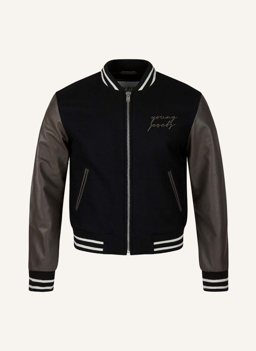 YOUNG POETS Bomberjacke AXL MIX 224 Loose fit, Farbe: SCHWARZ/ GRÜN (Bild 1)
