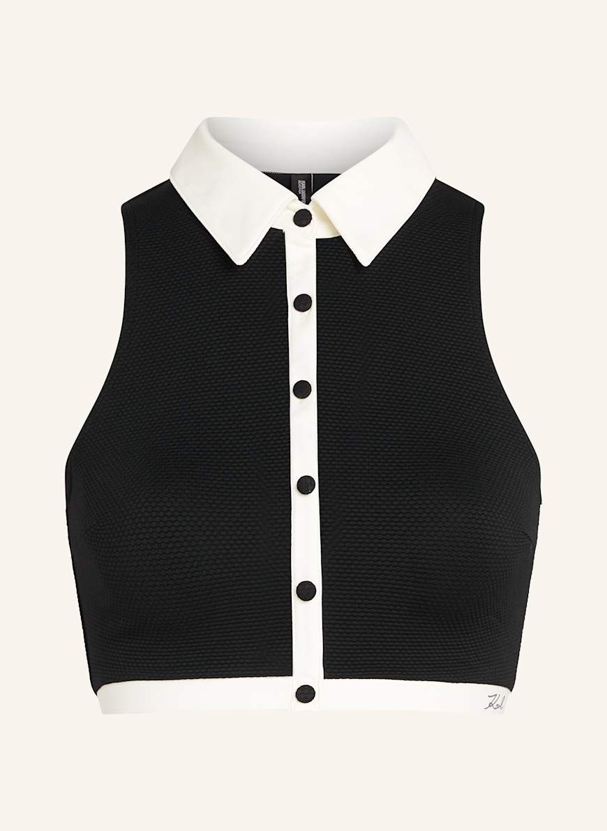 KARL LAGERFELD Bikini-Top: WEISS/ SCHWARZ