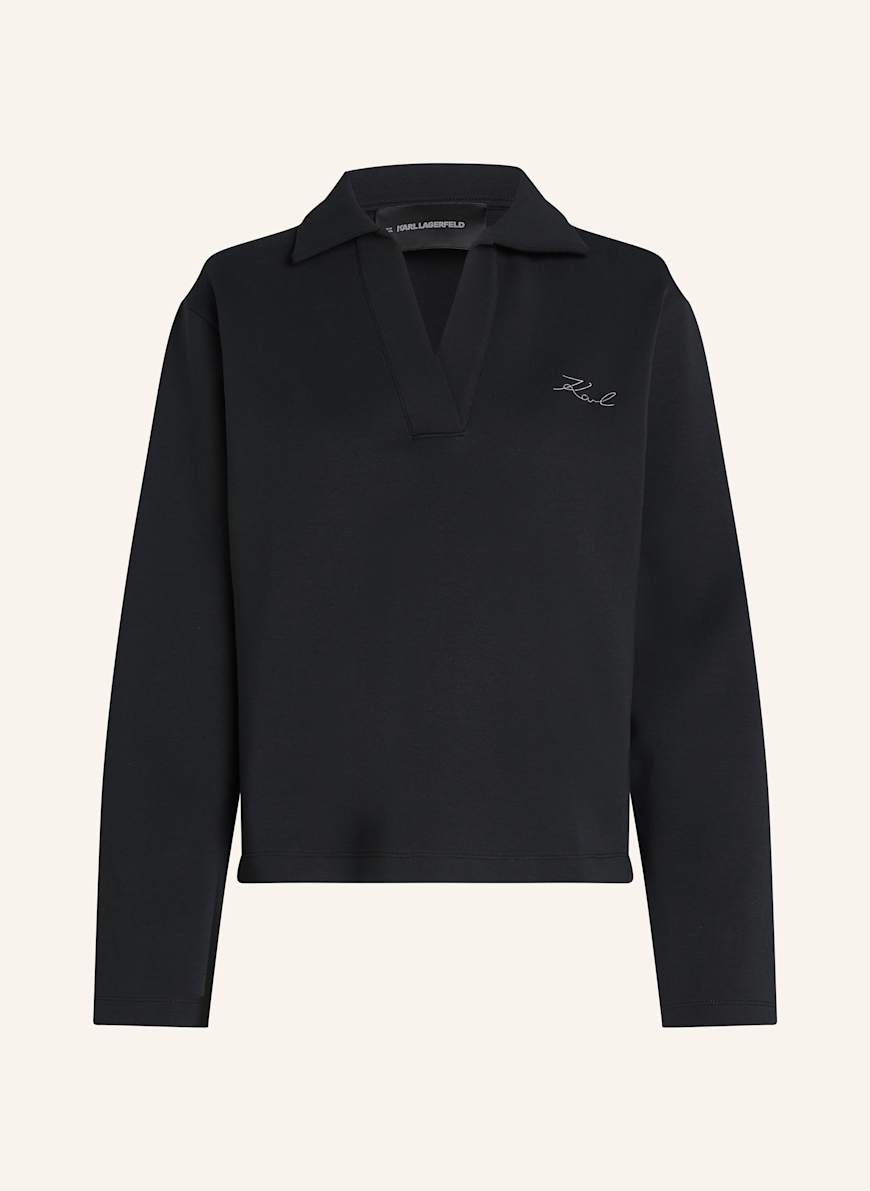 KARL LAGERFELD SWEATSHIRT MIT V-AUSSCHNITT: SCHWARZ