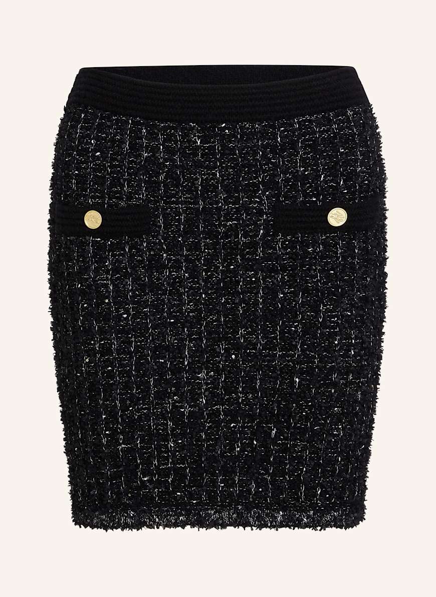 KARL LAGERFELD KARL ESSENTIAL STRICKROCK AUS BOUCLÉ: SCHWARZ