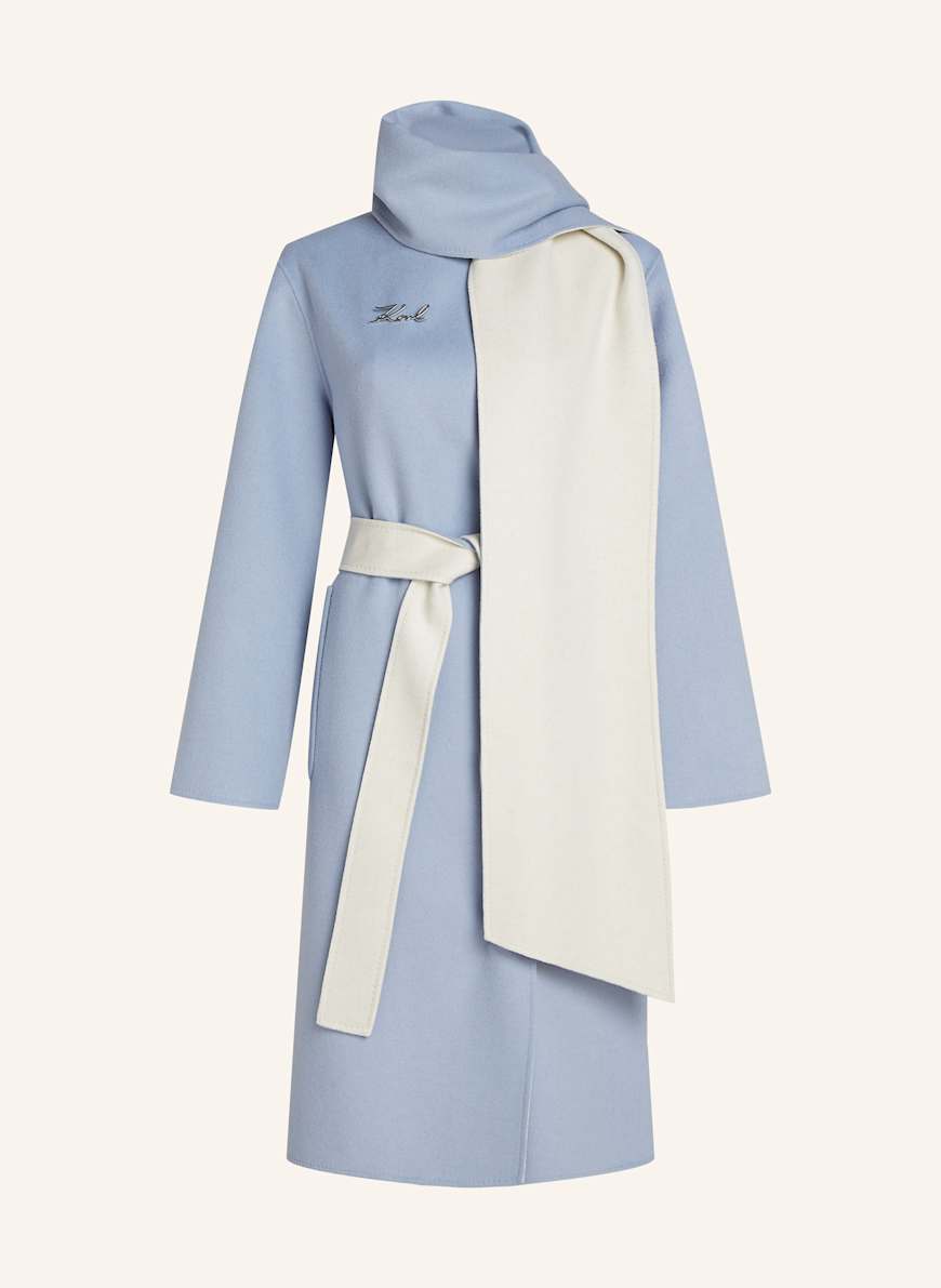 KARL LAGERFELD WENDBARER WOLLMANTEL: HELLBLAU