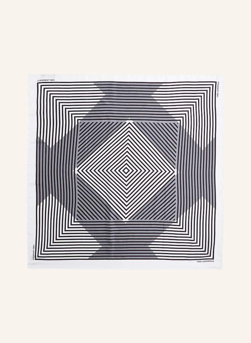 KARL LAGERFELD K/ESSENTIAL STRIPED SCARF: WEISS/ SCHWARZ
