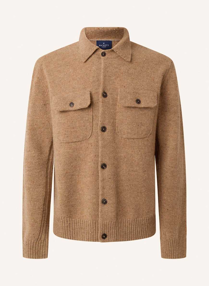 HACKETT LONDON Sweatjacke DONEGAL KNIT OVERSHIRT: CAMEL