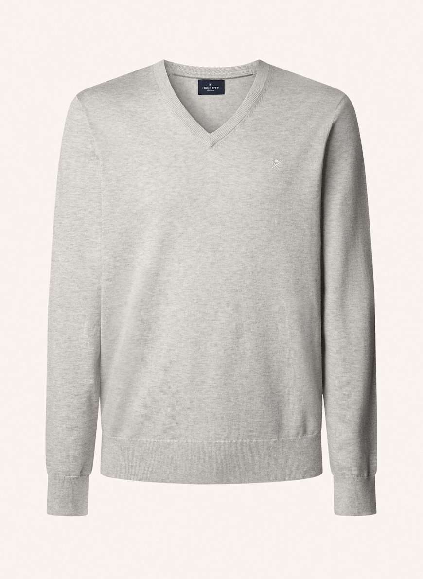 HACKETT LONDON Pullover COTTON SILK V NECK.: HELLGRAU