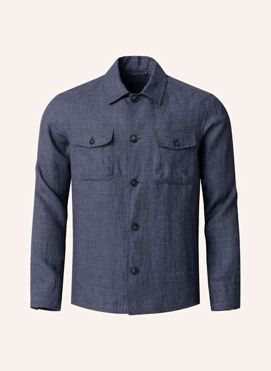 ETON Overshirt Mit Taschen Aus Leinen: DUNKELBLAU