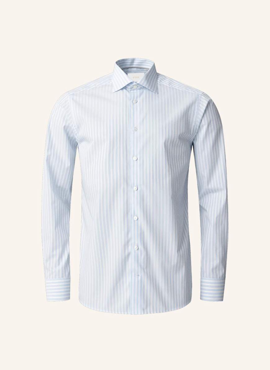 ETON Hemd Baumwolle Piqué Gestreift Contemporary Fit: BLAU