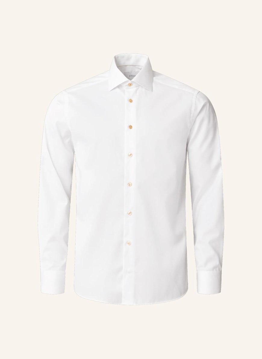 ETON Signature Twill Hemd Beige Kontrast Super Slim Fit: WEISS