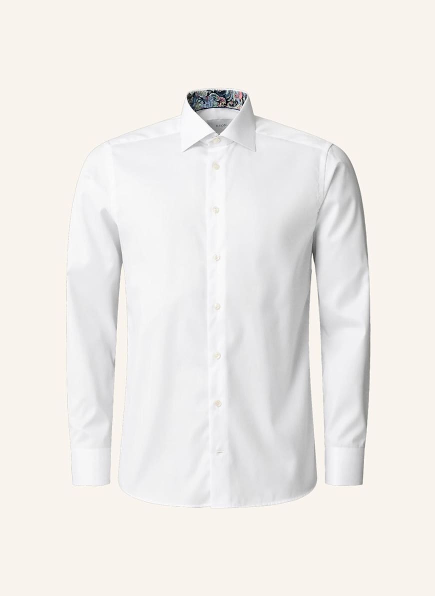 ETON Signature Twill Hemd mit Paisley-Effekt Super Slim Fit: WEISS