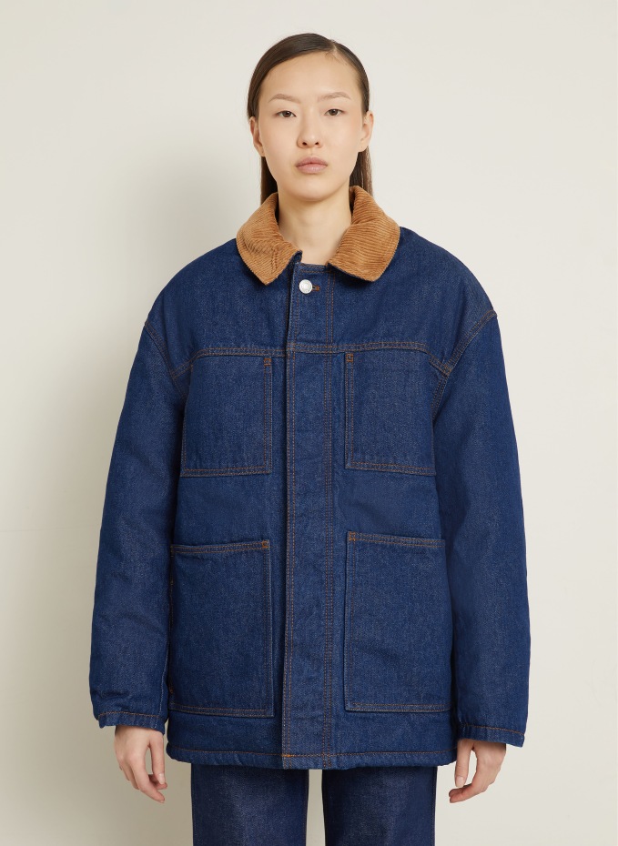 AMI PARIS Oversized denim jacket in blue / cognac