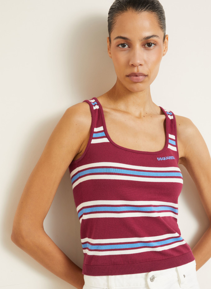 DSQUARED2 knit top in fuchsia / light blue / white