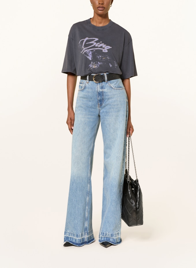 ANINE BING T-Shirt KENT TEE EAGLE in gray / yellow / light blue