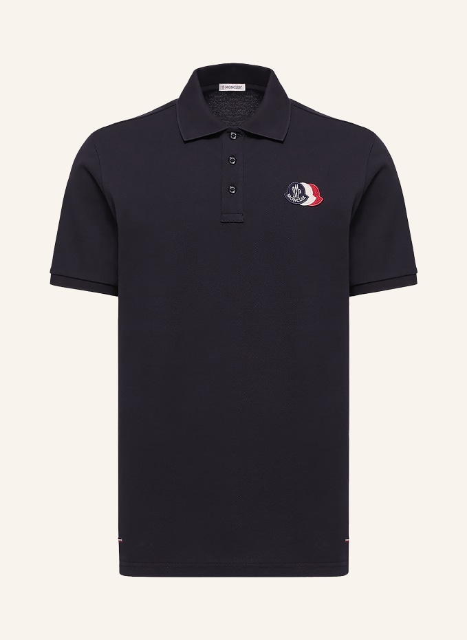 MONCLER Piqué Polo Shirt in dark blue