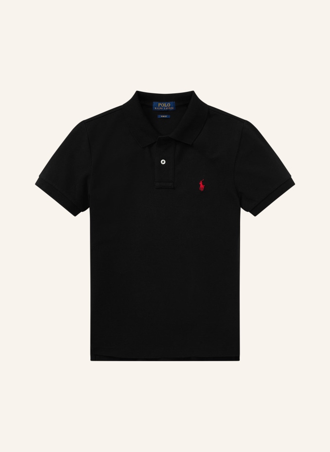 POLO RALPH LAUREN Slim fit pique polo shirt KIDS in black