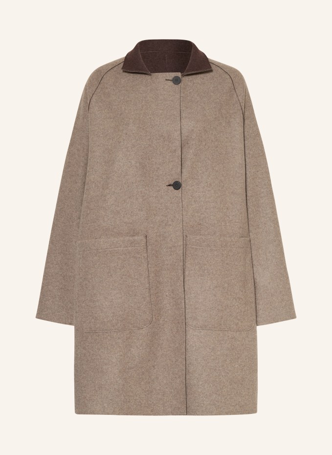 HARRIS WHARF LONDON Reversible wool coat in taupe / dark brown