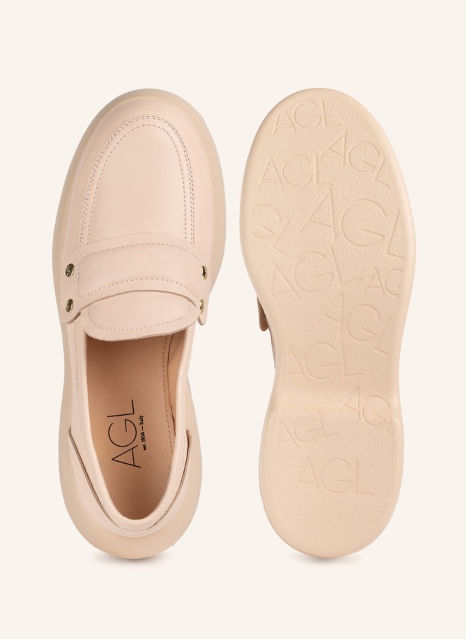 AGL Plateau Loafer PUFFY MOC in nude