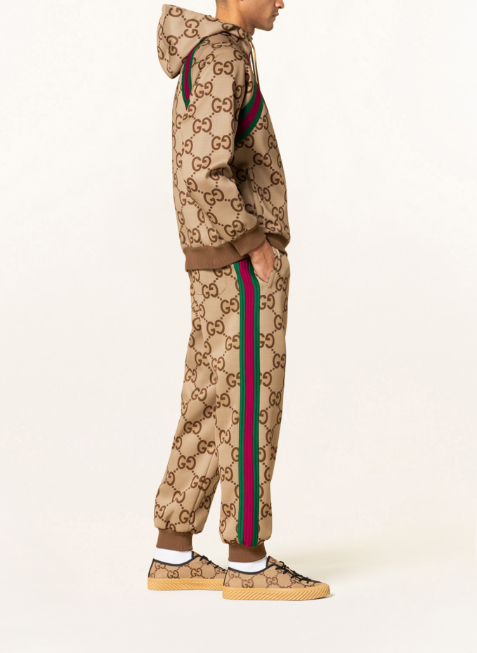 GUCCI Pants in jogger style with tuxedo stripes in 2270 beige ebony mc