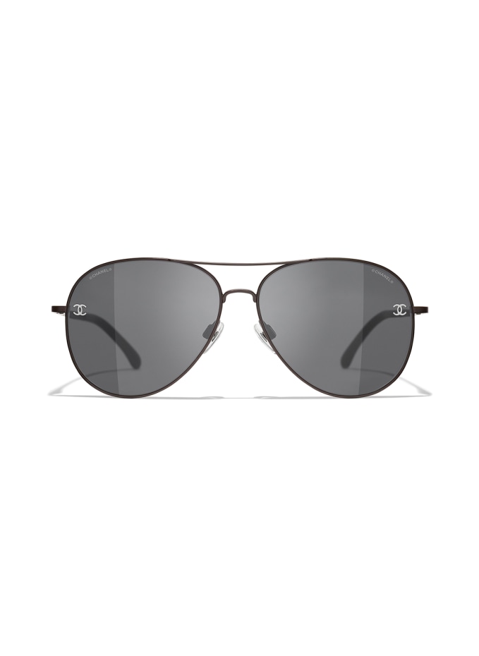CHANEL Metal Aviator CC Sunglasses 4189 T-Q Black 1267711 | FASHIONPHILE