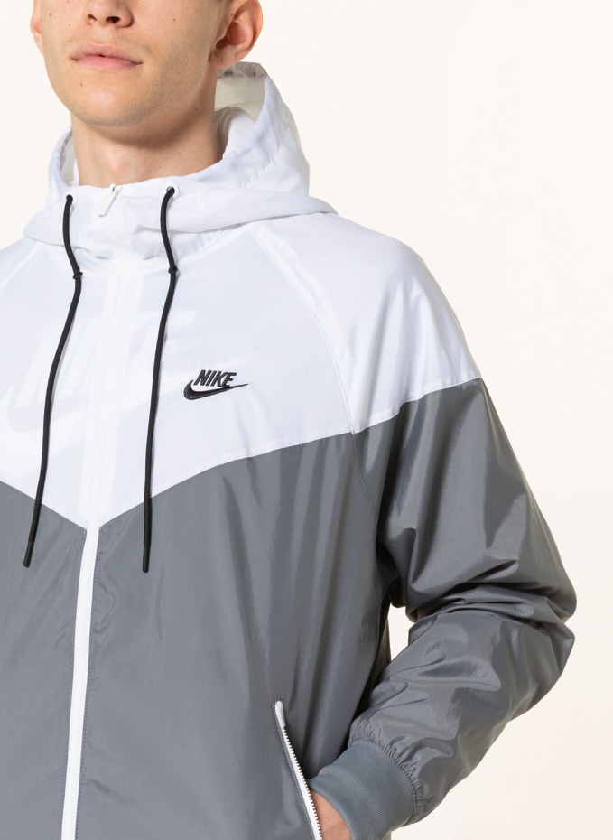 Grey and white nike sales jacket