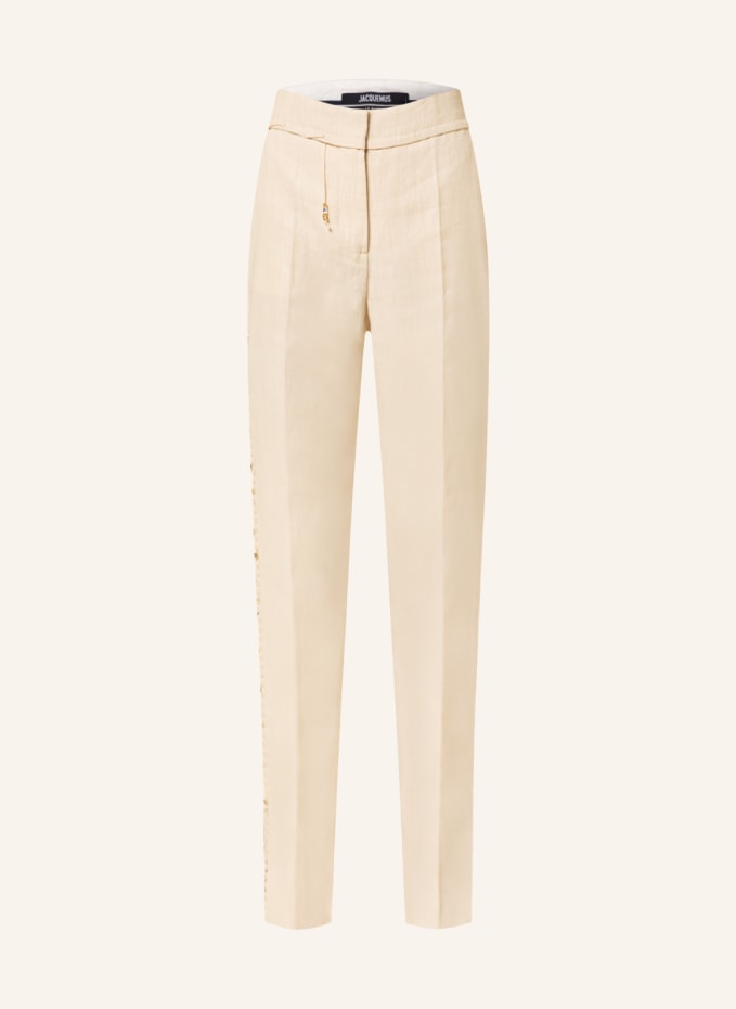JACQUEMUS Pants LE PANTALON TIBAU BRODE with linen in cream