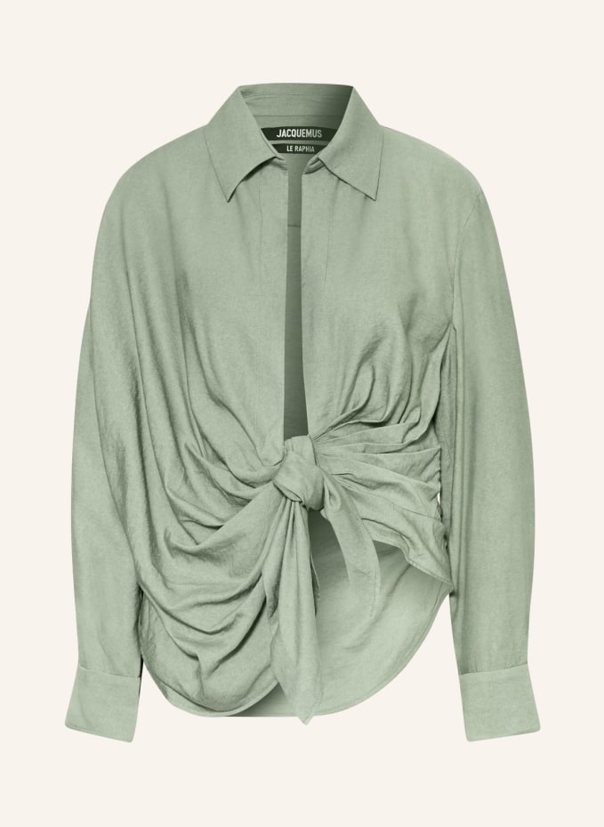 Green Bahia plunge-neck tie-front crepe shirt, Jacquemus