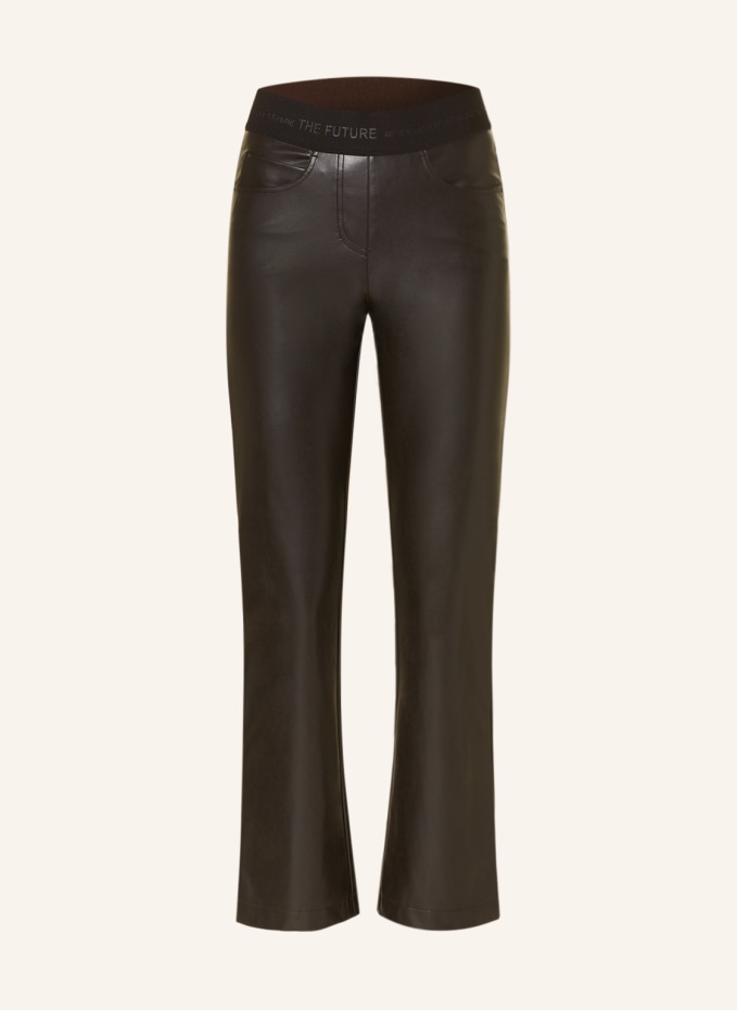 CAMBIO Trousers FELICE in leather look in dark brown